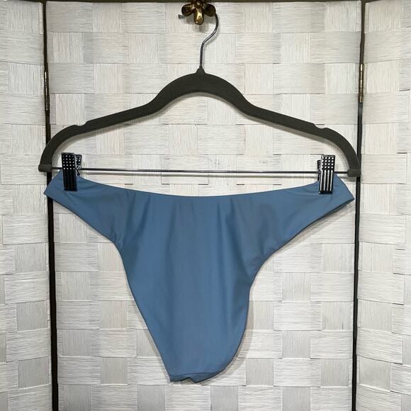 J. Crew Women's Cheeky Bikini Swim Bottom Size S Light Blue Curved Waist Mid UPF - Picture 12 of 12